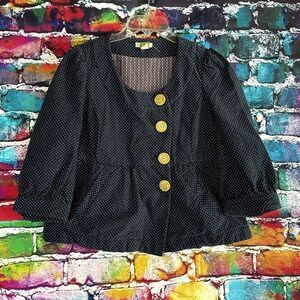 ETT Twa Anthropologie  Polka Dot Button Front Jacket Size 8